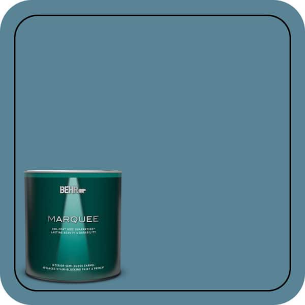 BEHR MARQUEE 1 qt. #S480-5 Blue Moon Bay One-Coat Hide Semi-Gloss Enamel Interior Paint & Primer
