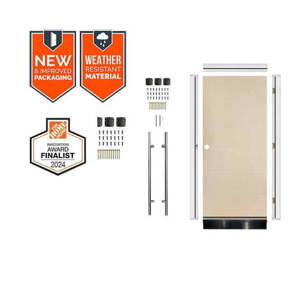 DIY Faux Pivot 36 in. x 79 in. Right-Hand 6-Grid Unfinished Fiberglass Front Door Kit w/ Quick Assemble Jamb
