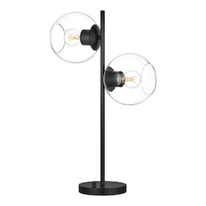 Vista Heights 24.5 in. 2 Light Matte black Indoor Table Lamp With Clear Glass Shade