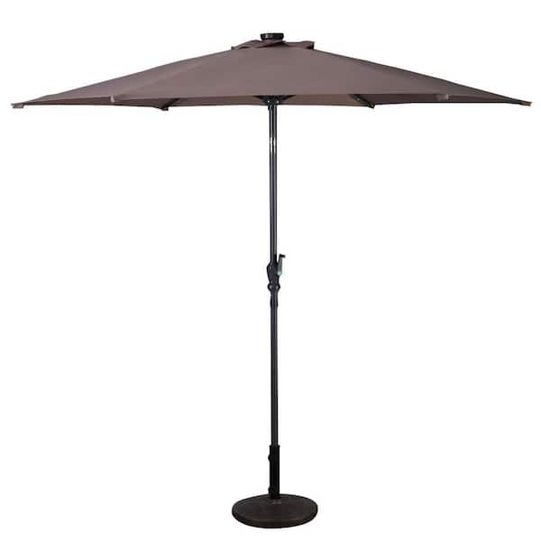 Boyel Living 9 ft. Steel Cantilever LED Patio Umbrella with Crank in Tan