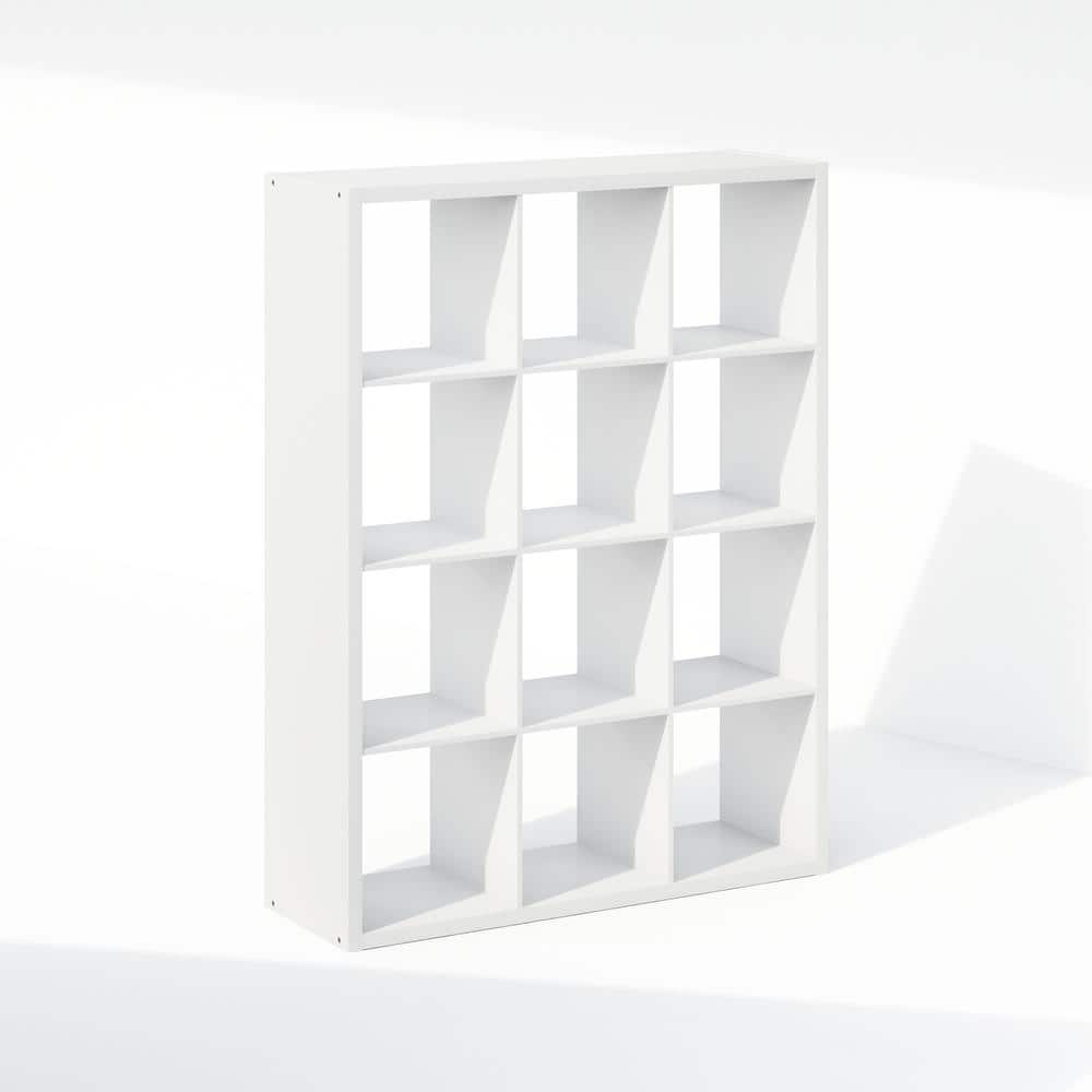 Furinno Cubic 57.95 in. Tall White Wood 12-Cube Bookcase