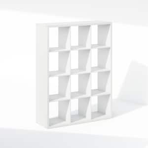 Cubic 57.95 in. Tall White Wood 12-Cube Bookcase