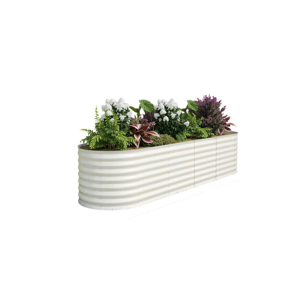 Beige Metal Oval Outdoor Raised Garden Beds, Galvanized Planter Boxes for Vegetables, Herbs, Flowers price history on PriceWatchPro