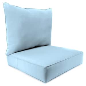 Sunbrella 24" x 24" Canvas Air Blue Solid Rectangular Boxed Edge Outdoor Deep Seating Chair Seat and Back Cushion Set