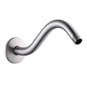 9 in. Curved Shower Arm with Flange in Brushed Nickel