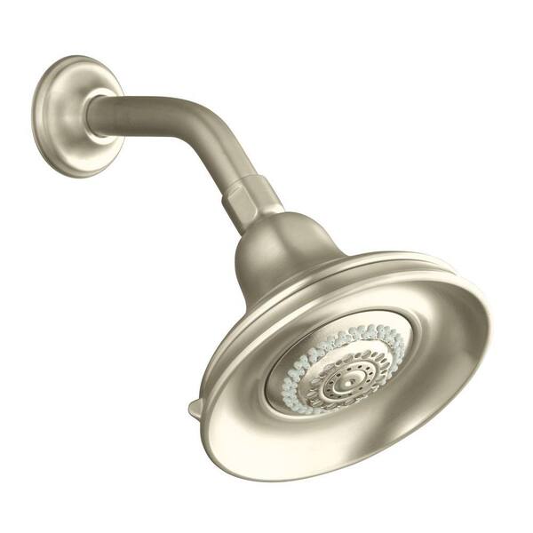 KOHLER Bancroft 3-Spray Multifunction 5-15/16 in. Rainhead Multi-Functional Showerhead in Vibrant Brushed Nickel