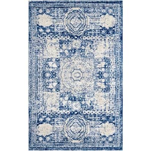 Bromley Wells Ivory and Blue 5' 1 x 8' 0 Area Rug