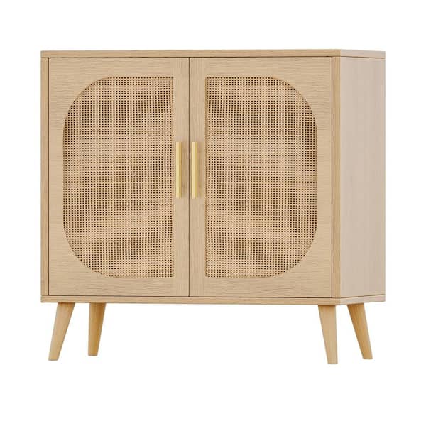 XUJMK 32 in. W x 12 in. D x 28 in. H Yellow Linen Cabinet, Buffet Cabinet with 4-Compartments, Bathroom/Living/Hallway/Entry