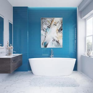 Ocean Blue 4 in. x 16 in. Polished Glass Mosaic Tile (5.33 sq. ft./Case)