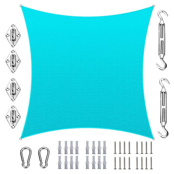 AMGO 14 ft. x 14 ft. x 14 ft. Triangle Sun Shade Sail with Hardware Kit-Beige