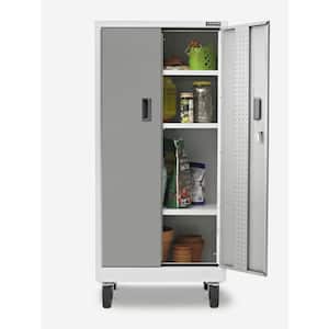 Premier Series Pre-Assembled Steel Freestanding Garage Cabinet in White with Casters (30 in. W x 66 in. H x 18 in. D)