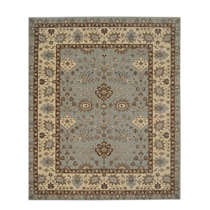 Oushak Lt. Blue 7 ft. 10 in. x 9 ft. 10 in. Hand Crafted Wool Traditional Area Rug