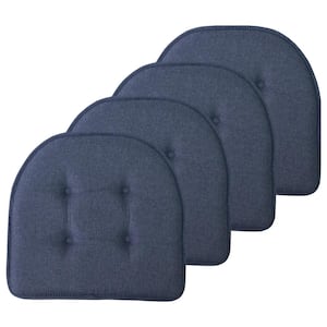 Denim, Solid U-Shape Memory Foam 17 in. x 16 in. Non-Slip Indoor/Outdoor Chair Seat Cushion (4-Pack)