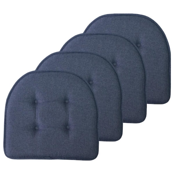 Sweet Home Collection Denim, Solid U-Shape Memory Foam 17 in. x 16 in. Non-Slip Indoor/Outdoor Chair Seat Cushion (4-Pack)