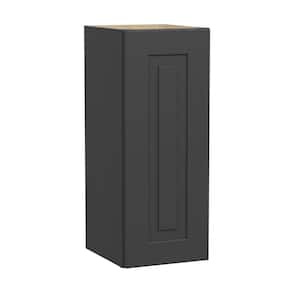Grayson Deep Onyx Painted Plywood Shaker Assembled Wall Kitchen Cabinet Soft Close 15 in W x 12 in D x 30 in H