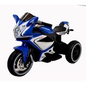 Plastic 6V Electric Motorcycle for Kids 3-4 -Years Boys & Girls with Headlight, Music Function and Lighting Wheels, Blue