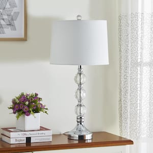 Montgomery 28 " Silver Chrome Bedside Table Lamp Set With Crystal (Set of 2)