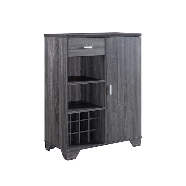 Furniture of America Morchi 12-Bottle Dark Gray Bar-Wine Cabinet
