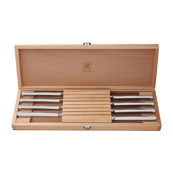 ZWILLING 4.5 in. Stainless Steel Partial Tang Serrated Steak Knife with Stainless Steel Handle Set of 8