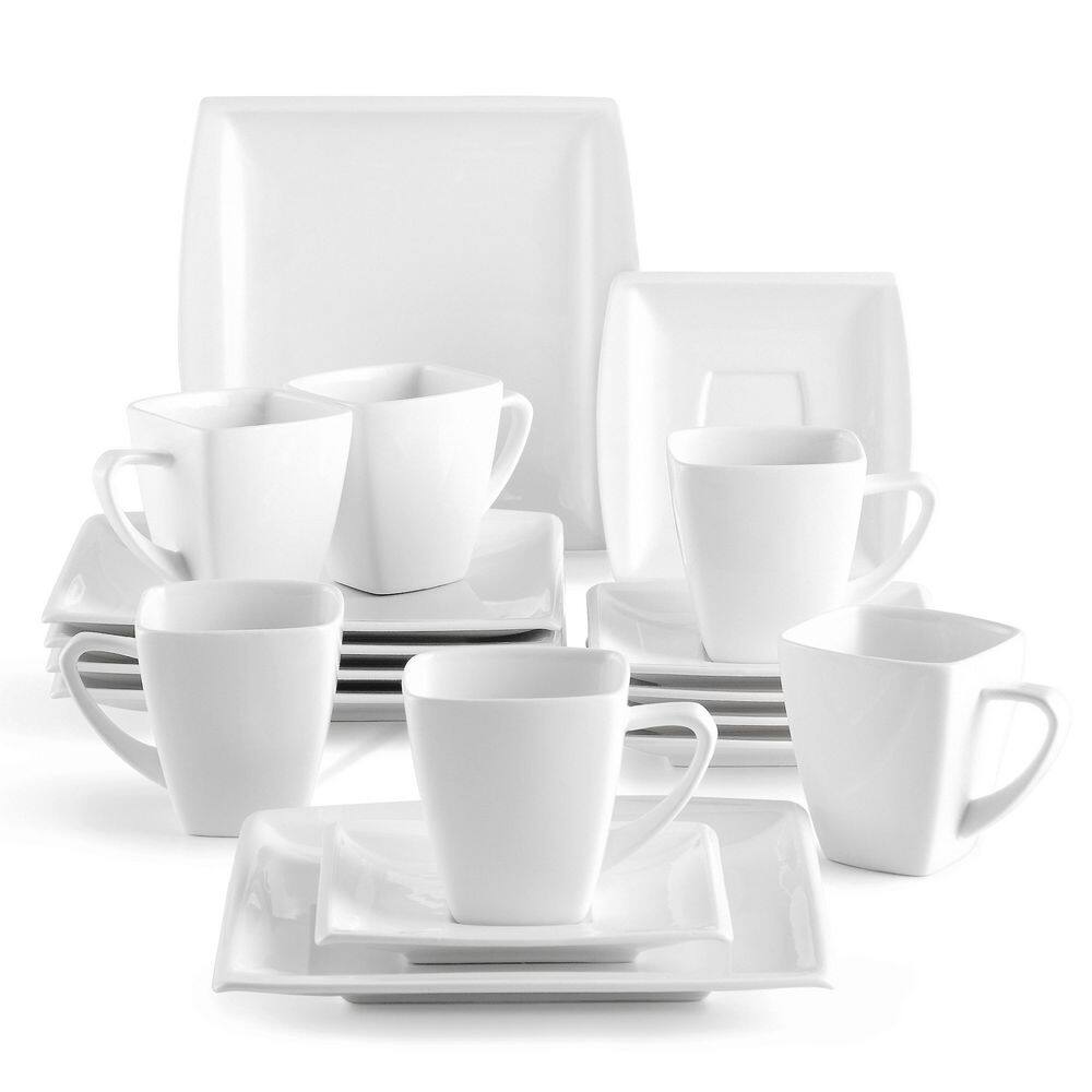 MALACASA Flora 12-Piece White Porcelain Square Dinner Plates Soup Bowls Dinnerware  Set (Service for 6) FLORA-12 - The Home Depot