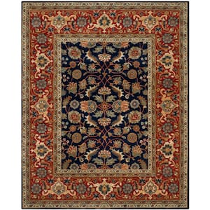Royalty Navy/Rust 8 ft. x 10 ft. Border Area Rug