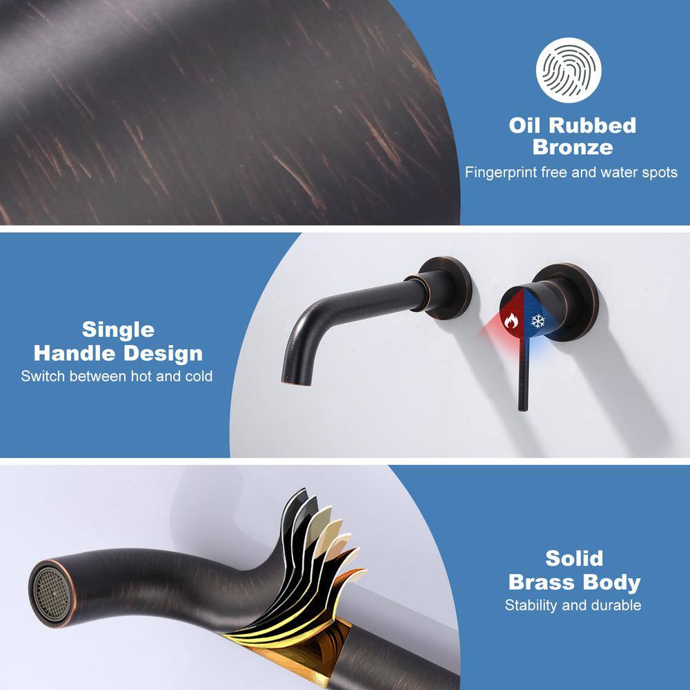 Oil Rubbed Bronze Wall Mounted Single Handle Bathroom Faucet
