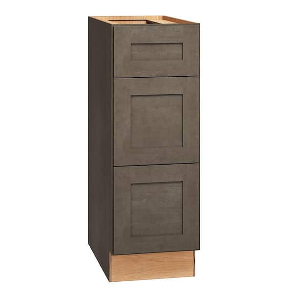 QuickShip Cottage 12 in. W x 21 in. D x 34.5 in. H Assembled Plywood Shaker Bath Drawer Base Cabinet in Fieldstone