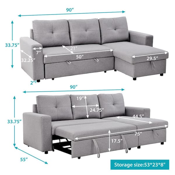 Sleeper Sofa Bed, Sofa Sleeper With Chaise And Storage