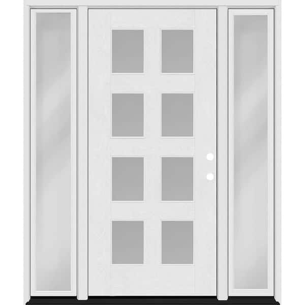 Regency 72 in. x 80 in. 8L Modern Clear Glass LHIS Unfinished Fiberglass Prehung Front Door w/Clear 16 in. SLs 4-9/16
