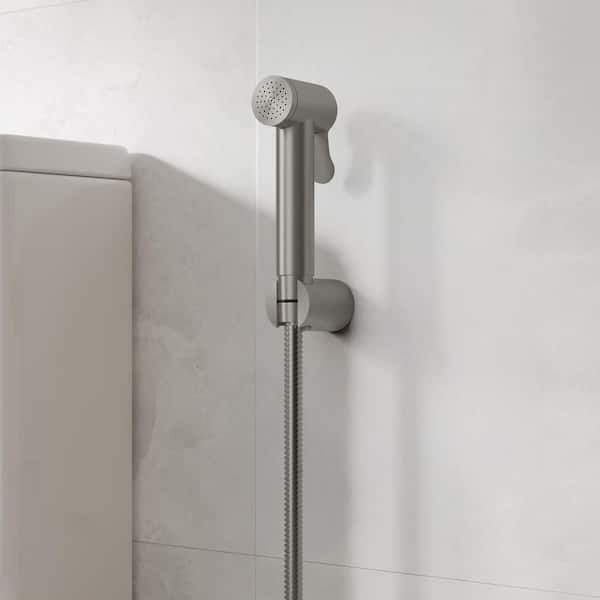 Modern 1 Handle Bidet Faucet with Handle Wall Mount Bidet Sprayer for Toilet with Rough-in Valve in Brushed Nickel