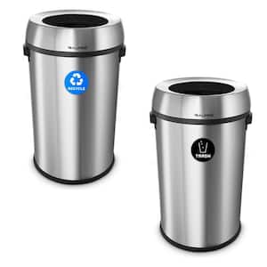 17 Gal. Stainless Steel Open Top Recycling Bin and Trash Can (2-Pack)