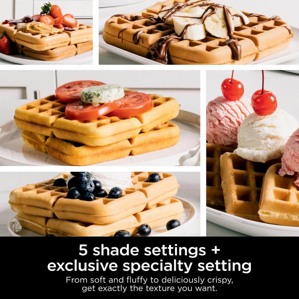 Black and Stainless Steel Belgian Waffle Maker with Non-Stick Plates