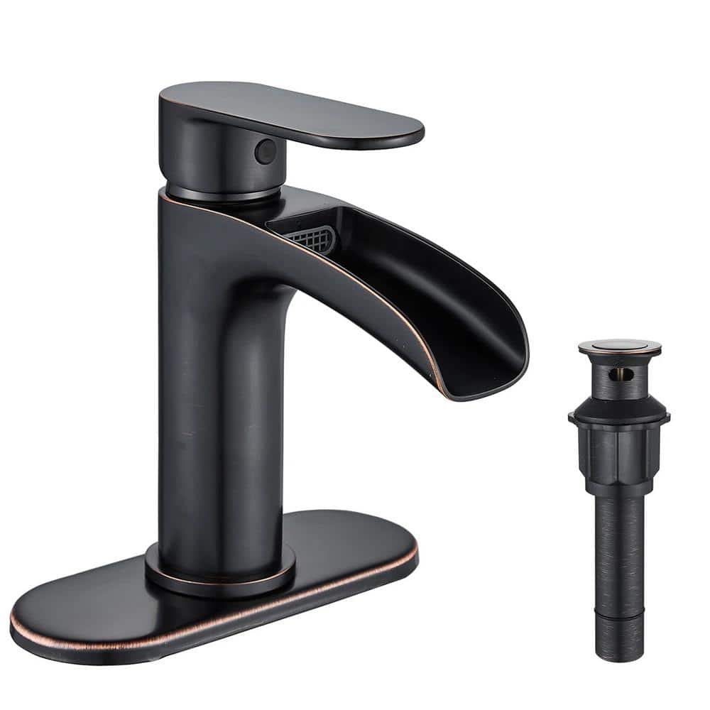 Single Handle Single Hole Bathroom Waterfall Faucet with Deckplate Bathroom
