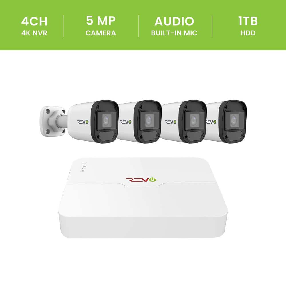 Revo Ultra HD Audio Capable 4Channel 1TB NVR Surveillance System with