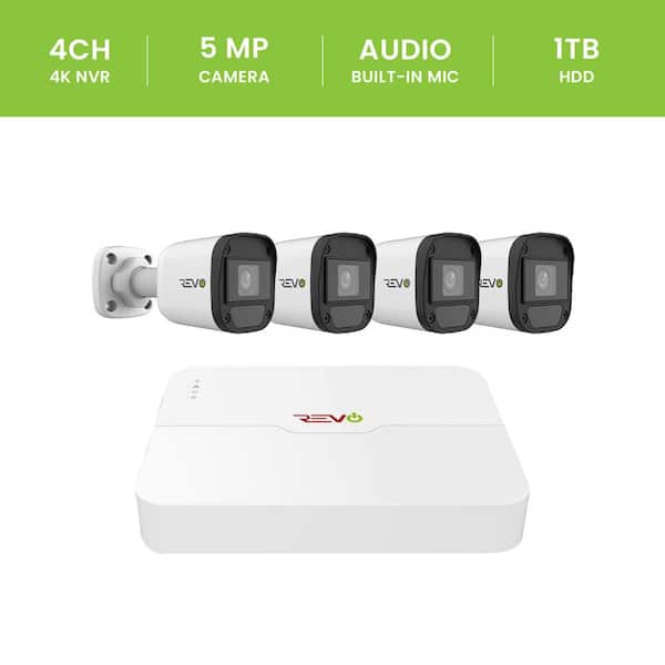 Revo Ultra HD Audio Capable 4-Channel 1TB NVR Surveillance System with 5 MP Indoor/Outdoor 4 Cameras