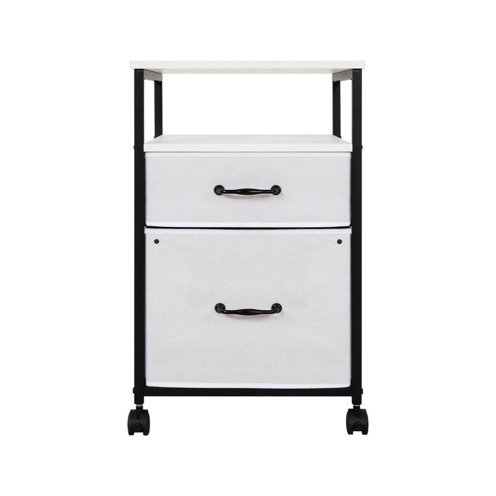 2-Drawer with Shelf End Table, Side table for Bedroom-White