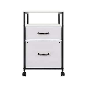 2-Drawer with Shelf End Table, Side table for Bedroom-White