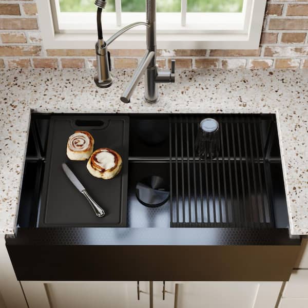 Karran Matrix 33 in. Apron Front Farmhouse Single Bowl 16 Gauge
