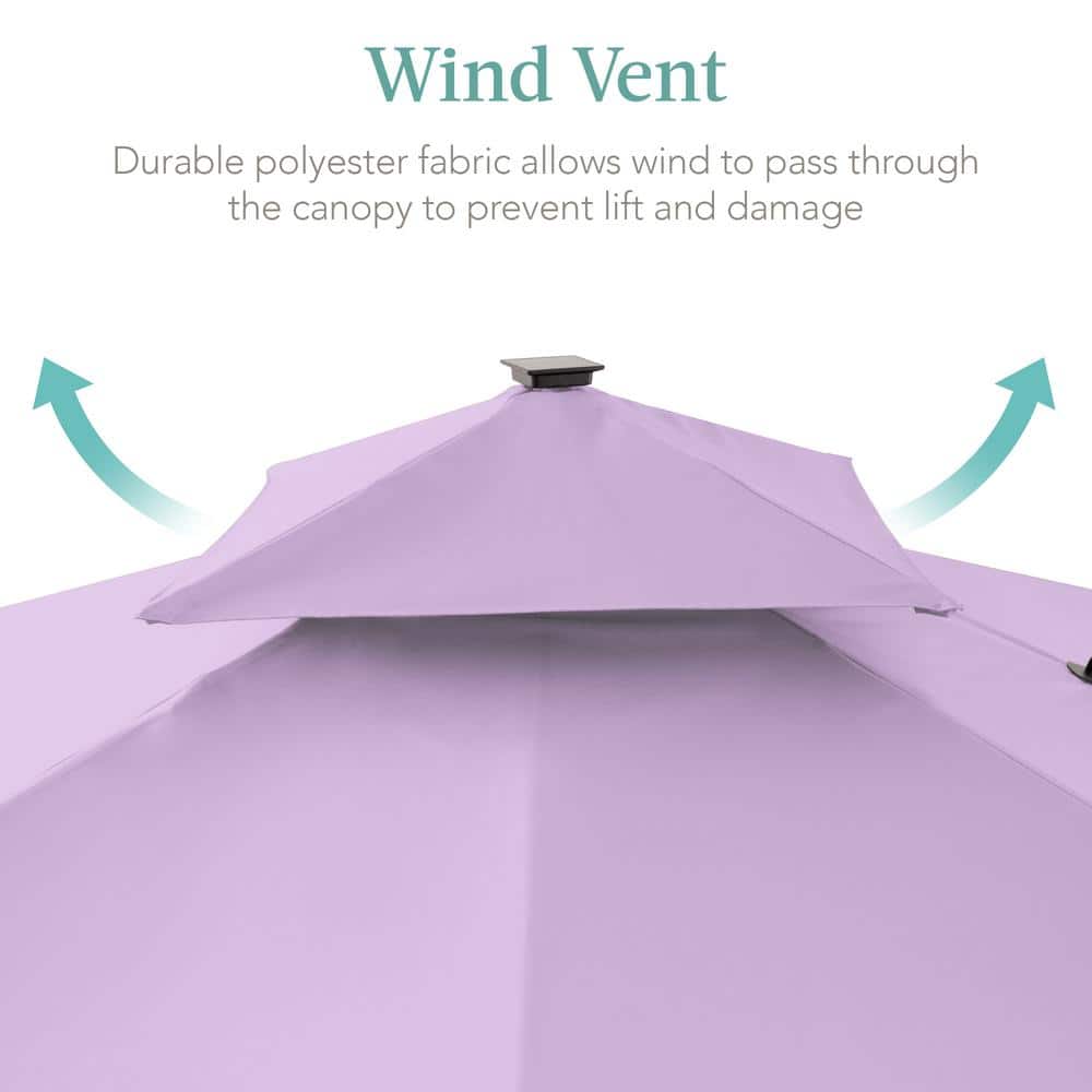 Lavender 10x10ft 2-Tier Square Outdoor Solar LED Cantilever Patio Umbrella