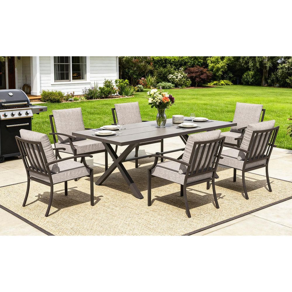 Zerpod 7-Piece Metal Outdoor Dining Set with 6 Dining Chairs, 1.5