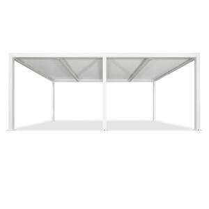 12 ft. x 20 ft. White Aluminum Frame Outdoor Louvered Pergola with Adjustable Sunshade Roof and Solar String Lights