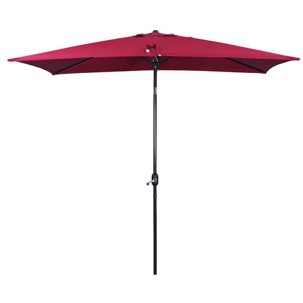 maocao hoom 10 ft. x 6.5 ft. Rectangle Market Patio Umbrella with Tilt and Crank Mechanism in Red