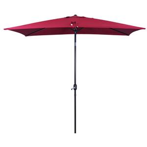 10 ft. Rectangle Market Patio Umbrella with Tilt and Crank Mechanism in Red