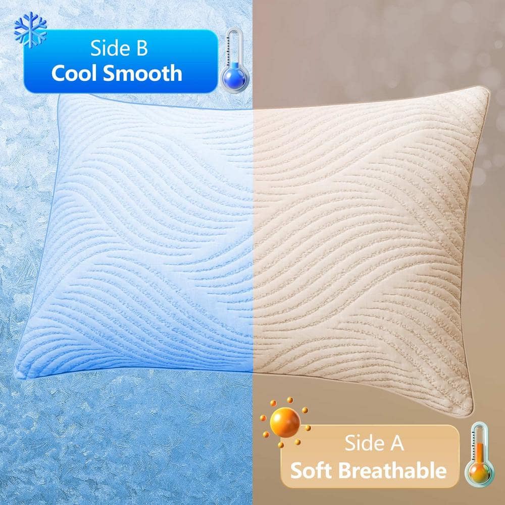 Standard Size Blue Cooling Memory Foam Sleeping Pillows Set