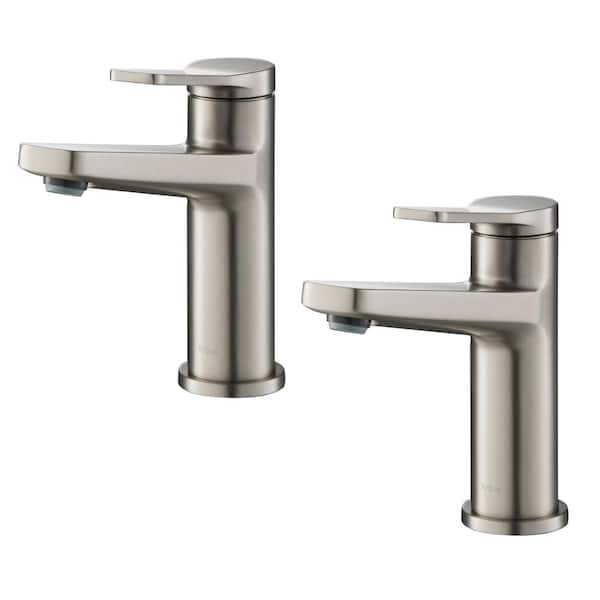 KRAUS Indy Single Hole Single-Handle Basin Bathroom Faucet in Spot Free Stainless Steel (2-Pack)