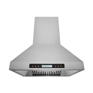 30 in. Convertible Island Range Hood with Dual Controls, Changeable LED, Baffle Filter in Stainless Steel