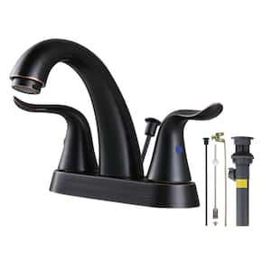 4 in. Centerset Double-Handle Bathroom Faucet with Drain Kit in Oil Rubbed Bronze