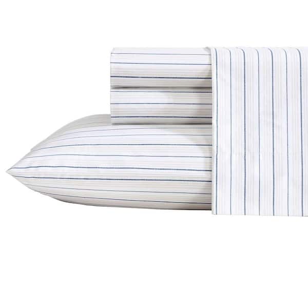 Nautica Beaux Stripe 4-Piece Twine/Navy 100% Cotton Queen Sheet Set