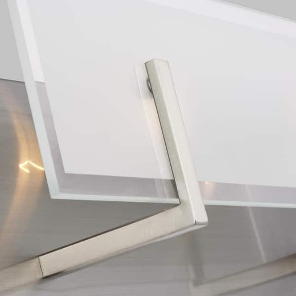 Syll 18 in. 2-Light Brushed Nickel Vanity Light with Clear Highlighted Satin Etched Glass Shade