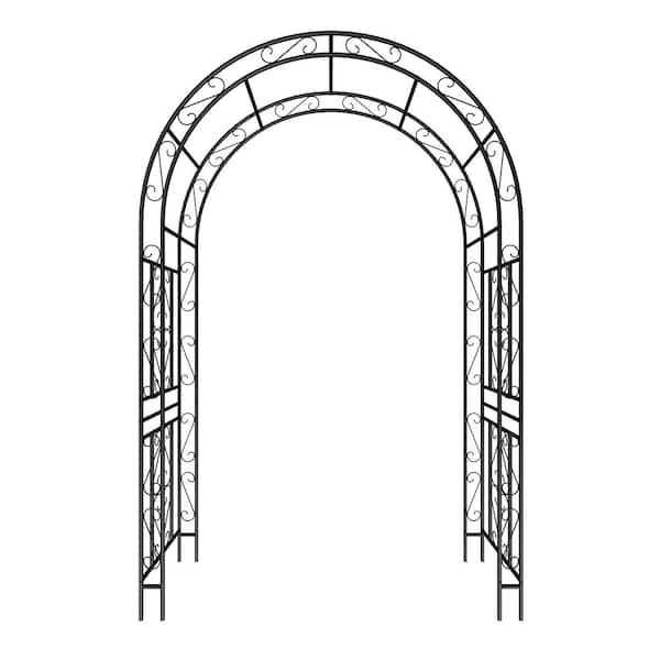 Tenleaf 59 in. x 90.55 in. Black Metal Garden Arch Arbor Trellis